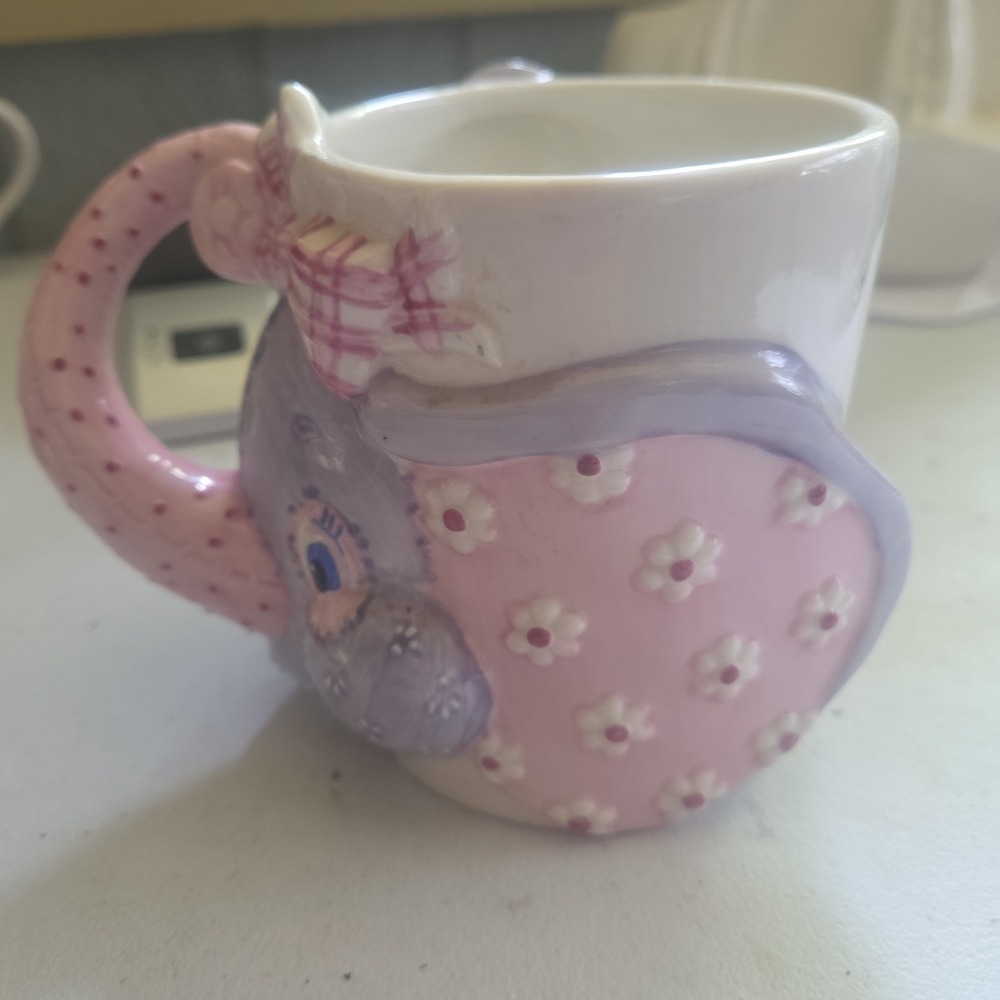 Vintage FTD Elephant 1995 Ceramic Coffee Mug Pink and Purple